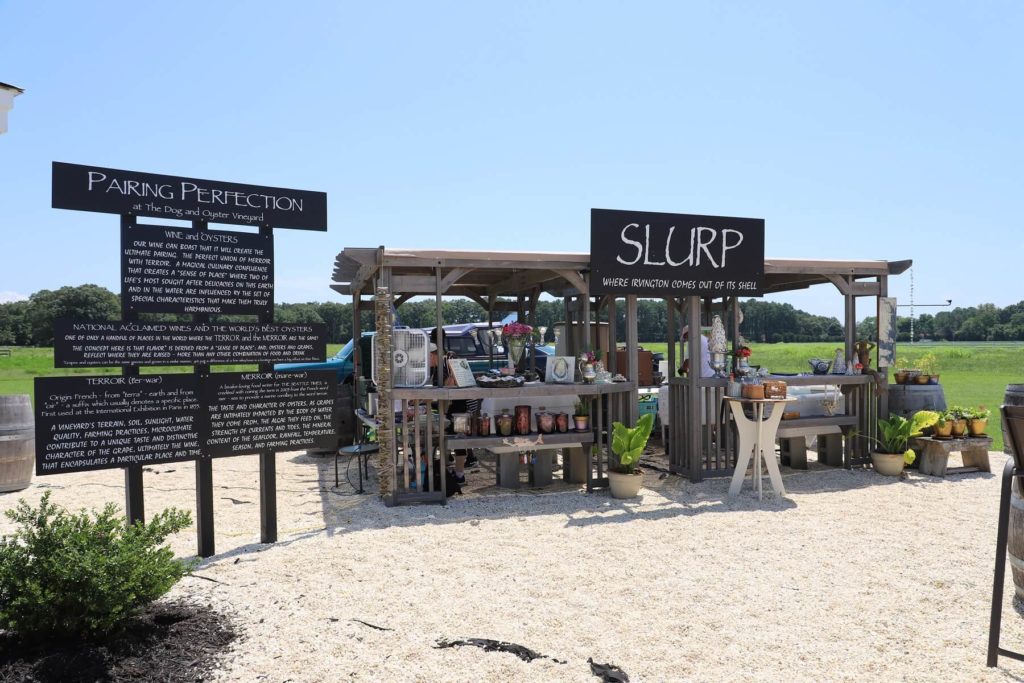 The oyster stand at The Dog and Oyster Vineyard, which is a top spot for the Chesapeake Bay Wine Trail Oyster Crawls